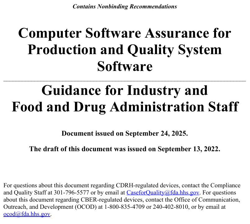 FDA宣告医药行业软件合规从 “CSV 时代” 迈入 “CSA ”时代